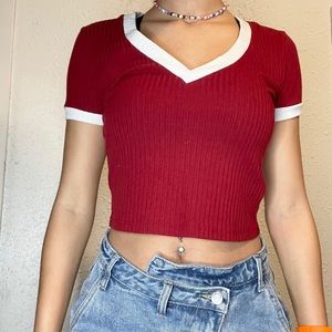Maroon Crop Top